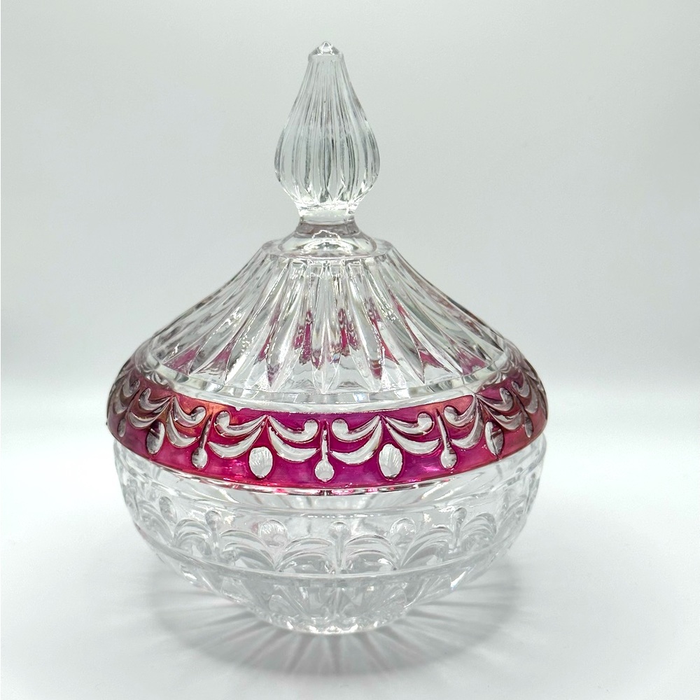 Vintage ruby and crystal covered candy dish
